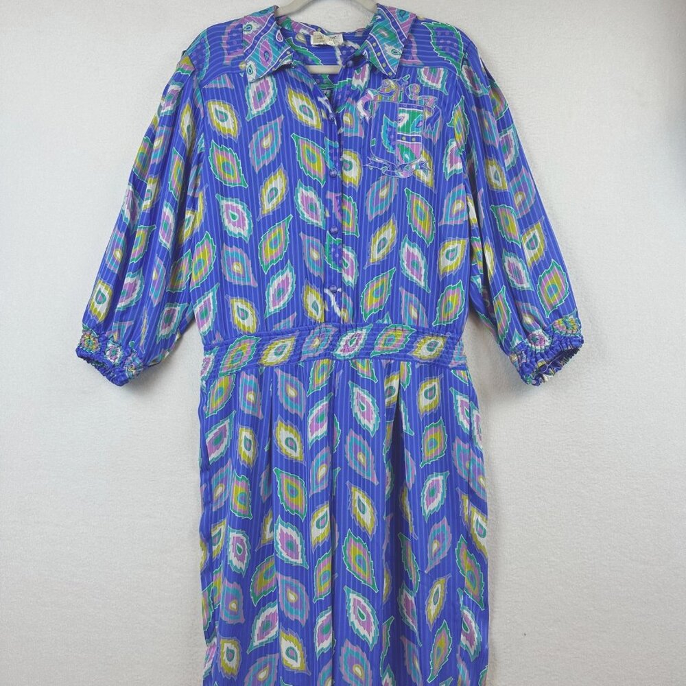 Vintage Retro Mosaic Jumpsuit Womens L Geometric Groovy Psychedelic Mod Preppy